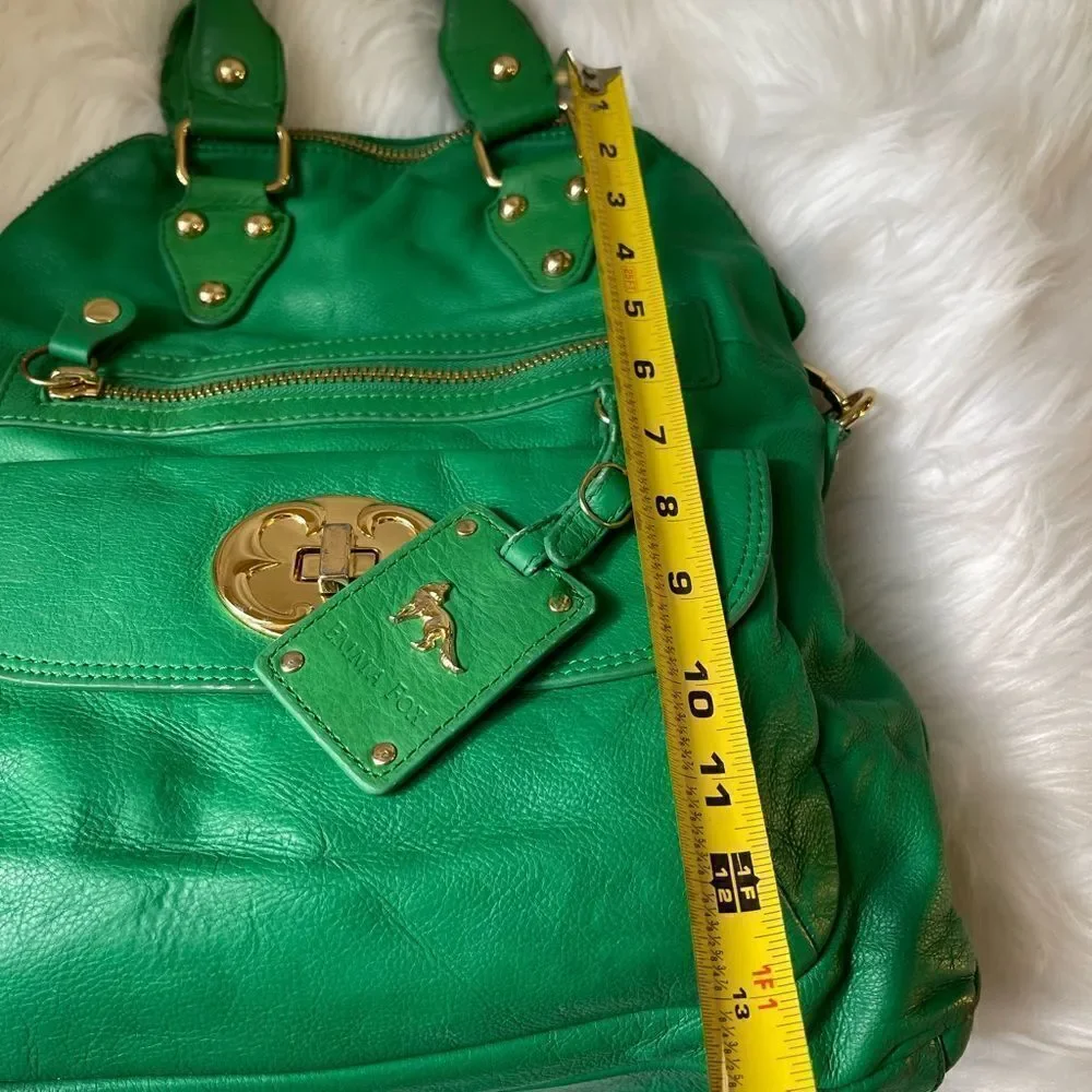 Emma Fox leather green Satchel/Shoulder bag with gold tone hardwares and accents